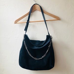 MNG black suede purse